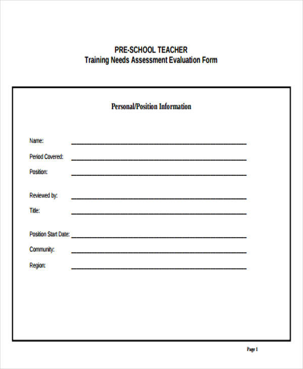 preschool teacher appraisal form