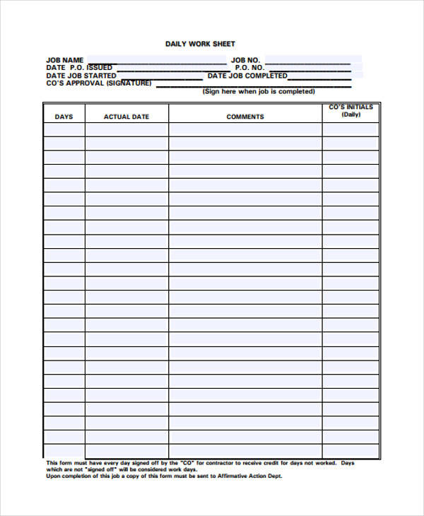 Free 34 Daily Log Templates In Pdf Ms Word