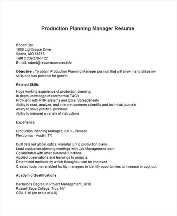 production planning manager