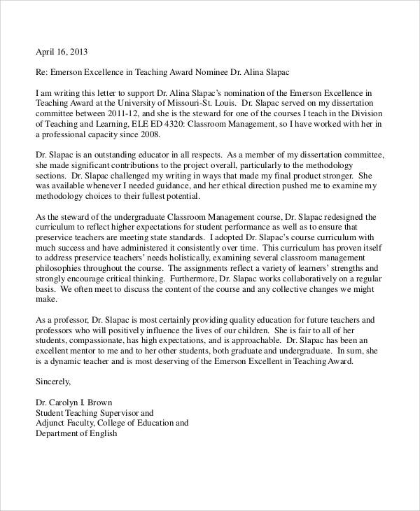 Letter Of Recommendation From A Professor Sample | PDF Template