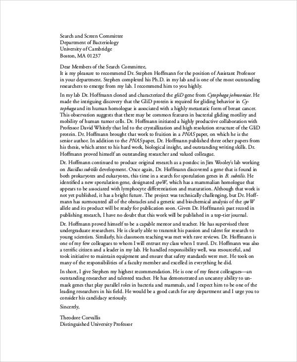 FREE 11+ Professor Recommendation Letter Samples in MS Word | Pages