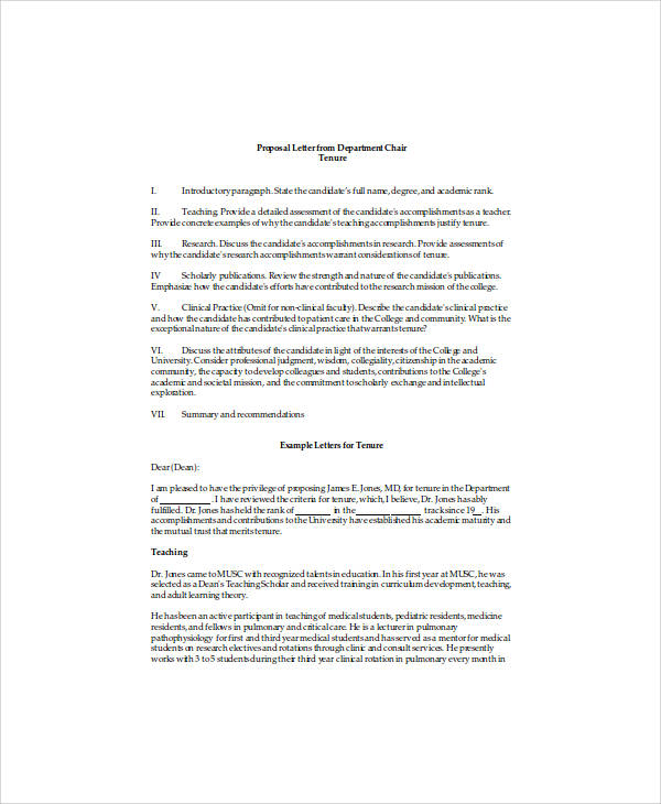 Top 10 Letter Of Recommendation Templates For Tenure 6096