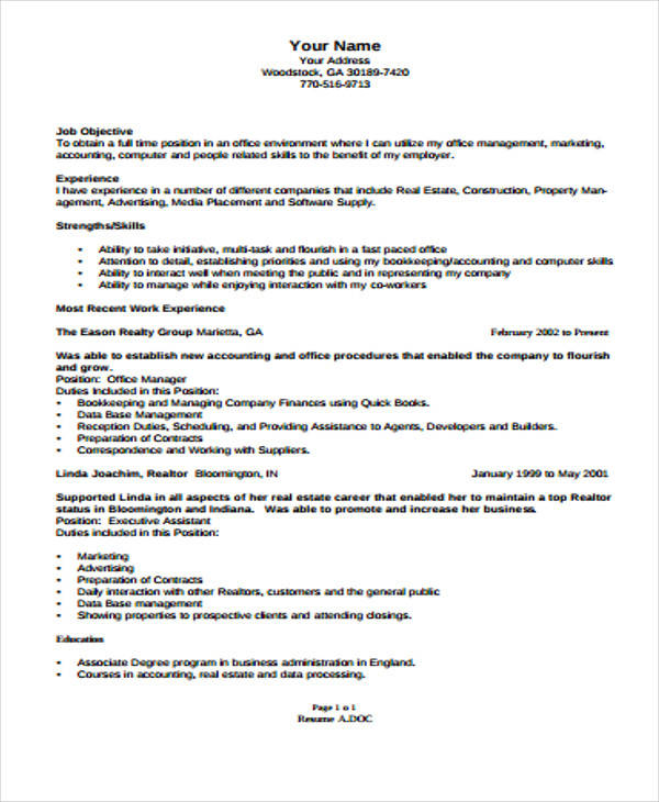 property management accountant resume