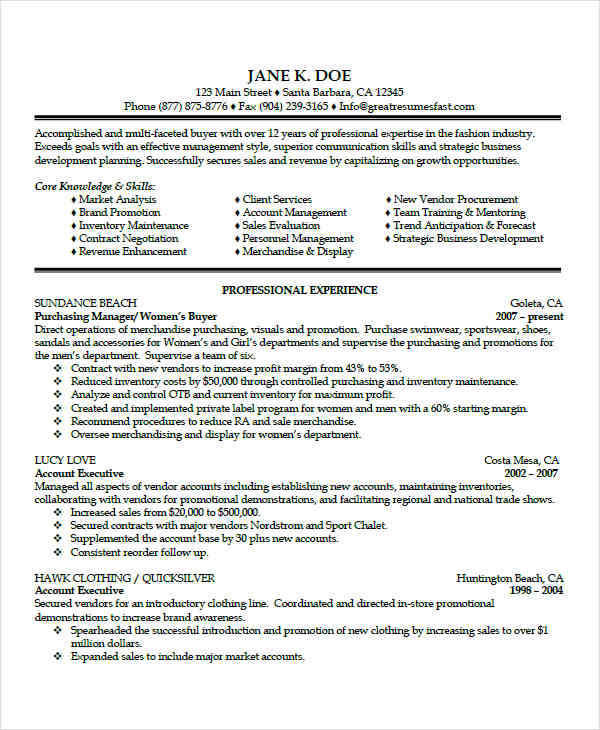 purchase executive experience resume2