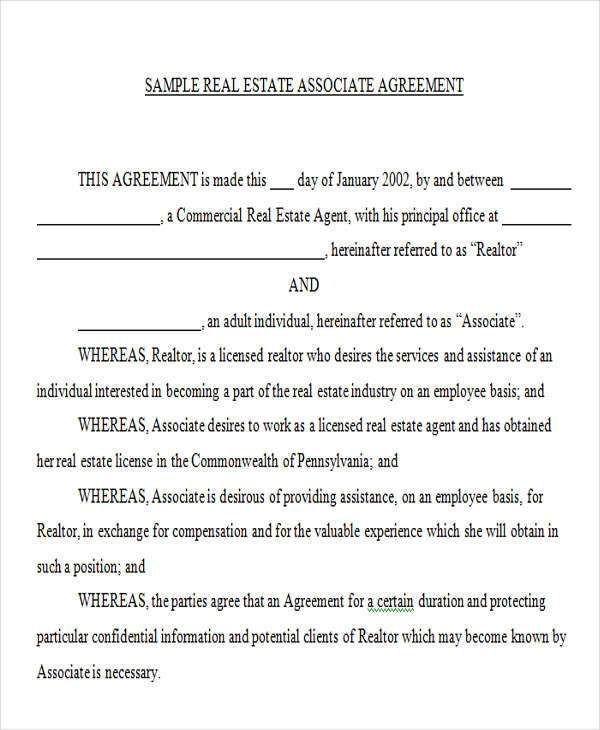 real estate associate confidentiality agreement