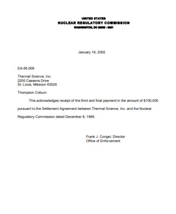 receipt of final payment letter format