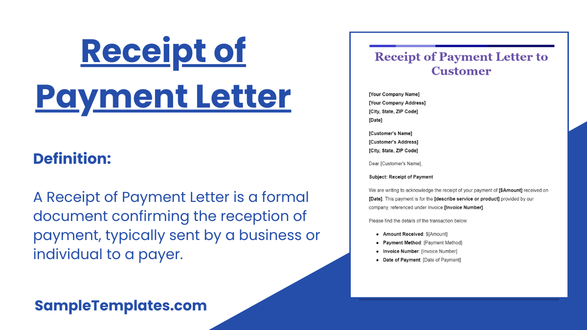 Receipt of Payment Letter