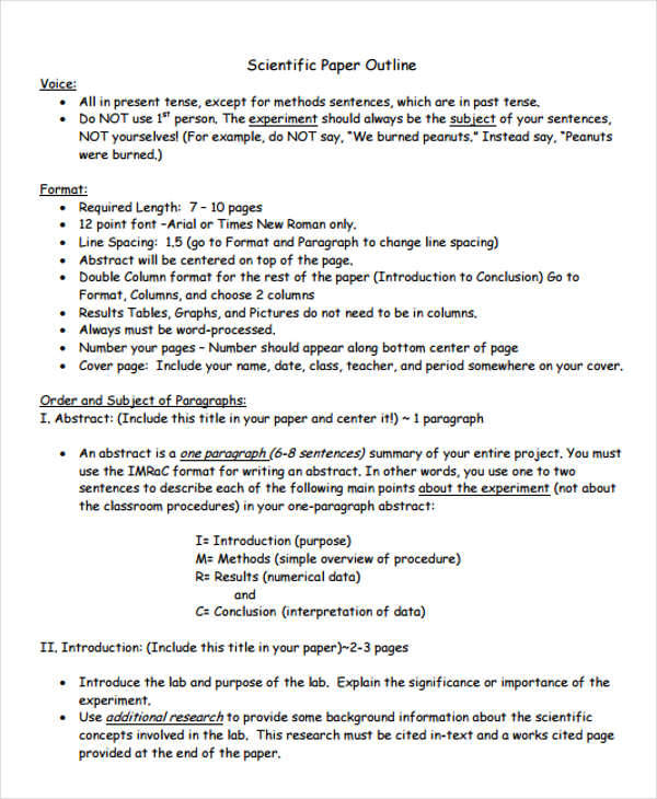 research experiment paper outline