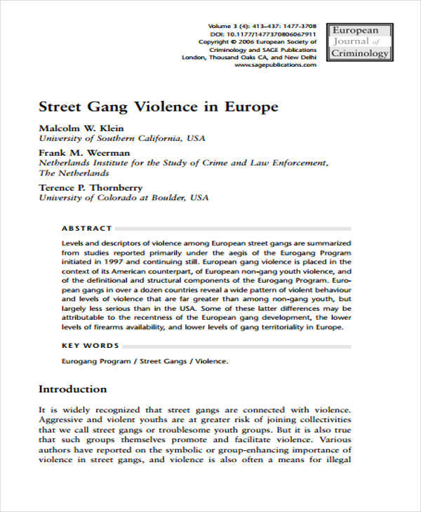 gang violence research paper