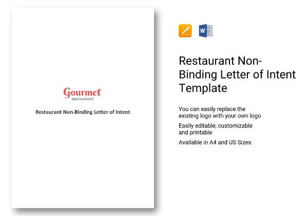 restaurant non binding letter of intent template