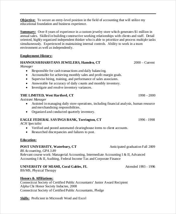 resume format objective statement