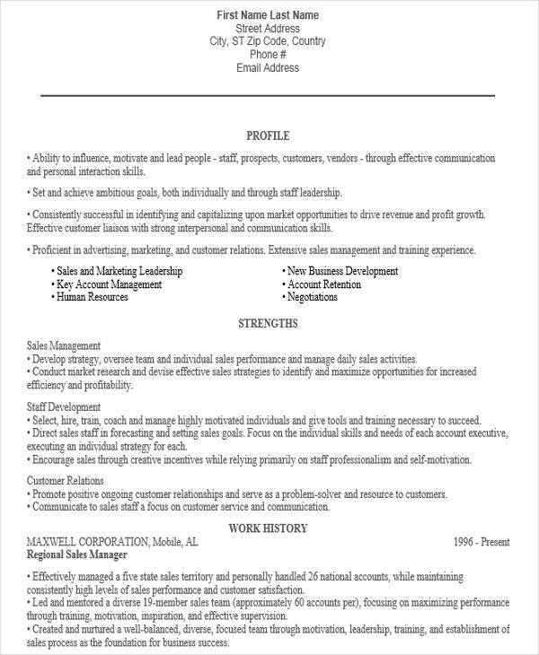 resume for regional sales manager1