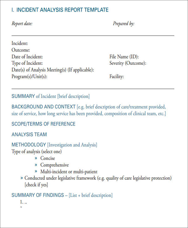 safety incident analysis report