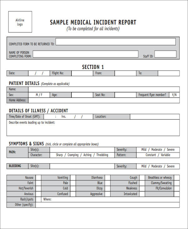 sample medical incident report