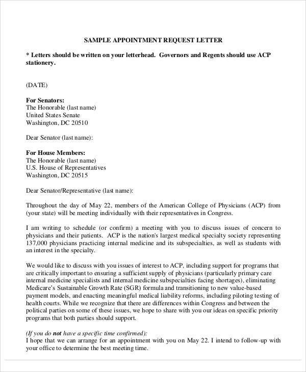 sample meeting appointment letter