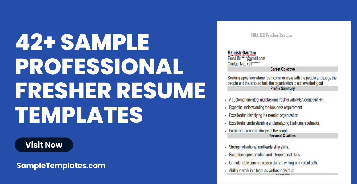 sample professional fresher resume template