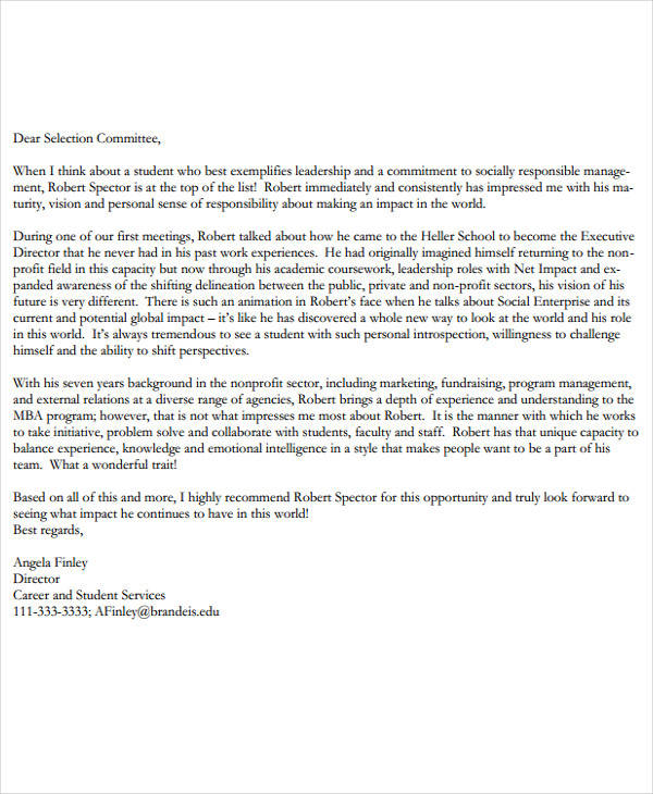 Mba Letter Of Recommendation Template from images.sampletemplates.com