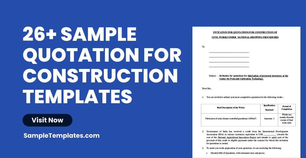 sample quotation for construction templates