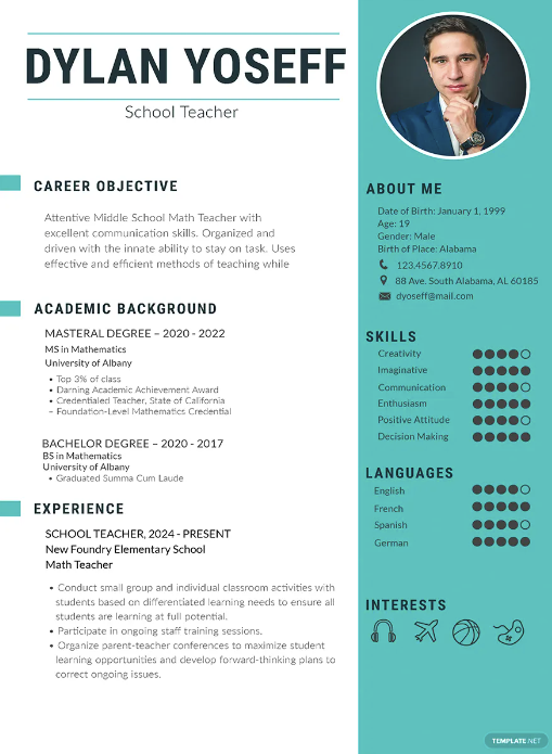 school teacher resume 1 1 jpg 880×1200 