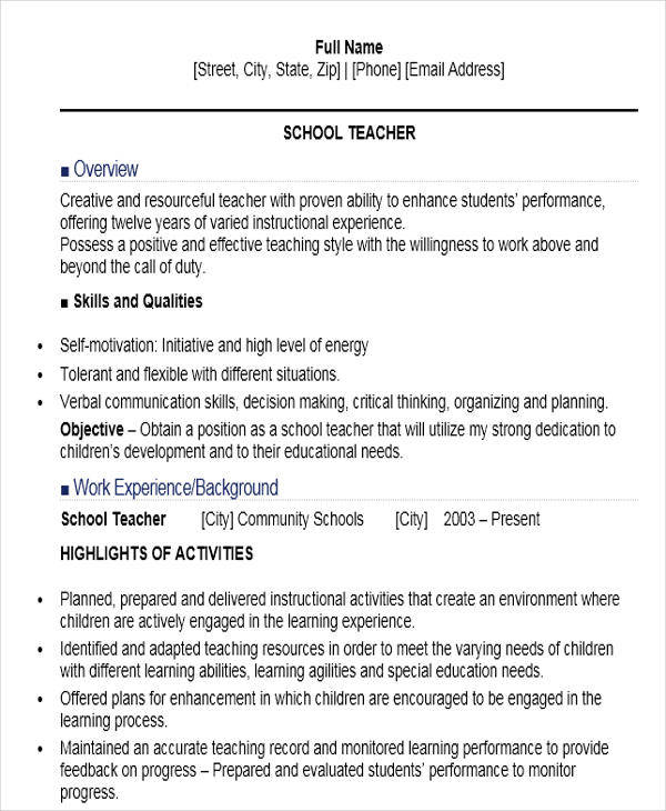 school teacher resume format1