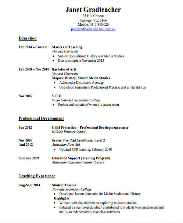 Free 42 Teacher Resume Templates In Pdf Ms Word