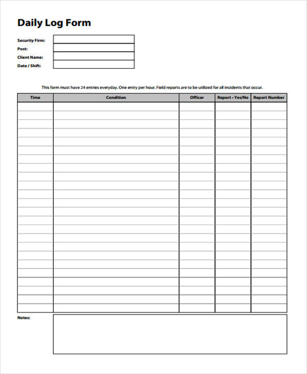 FREE 31 Daily Log Templates in PDF MS Word