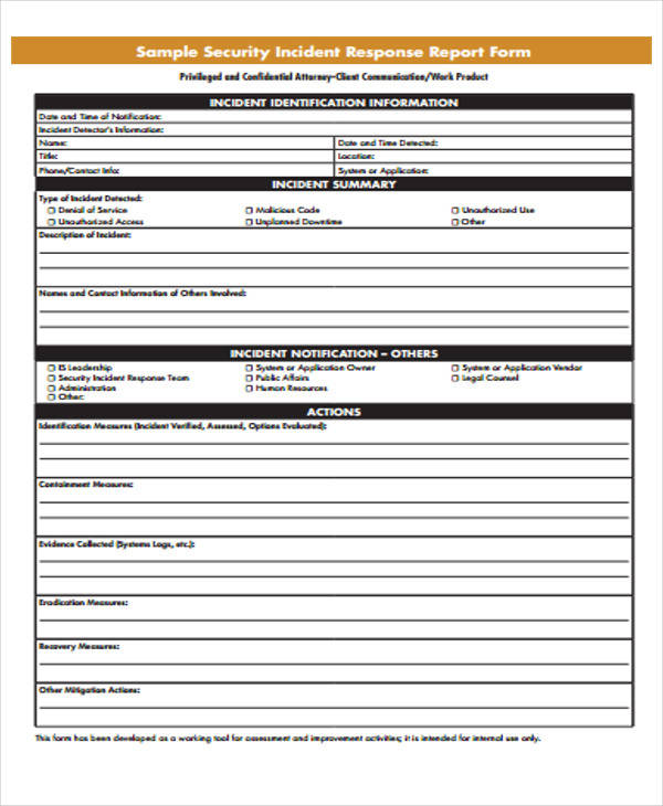 FREE 63  Incident Report Examples in MS Words PDF Pages