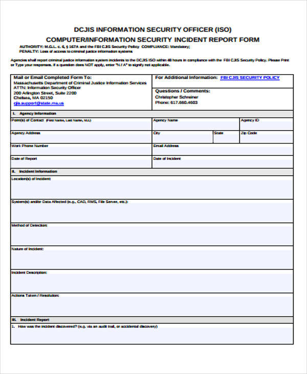 security guard incident report template