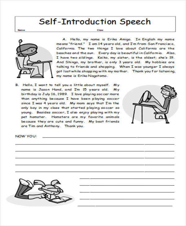 self introduction speech ideas