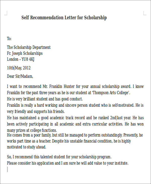 free-12-self-recommendation-letter-samples-in-pdf-ms-word