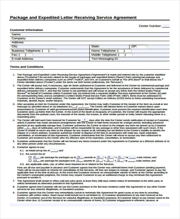service agreement letter