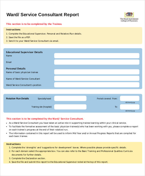 service consultant report form