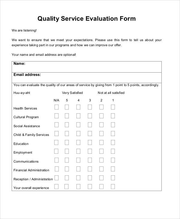 customer service evaluation assignment