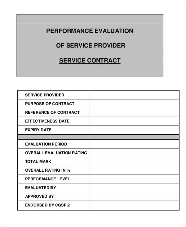 service provider evaluation form