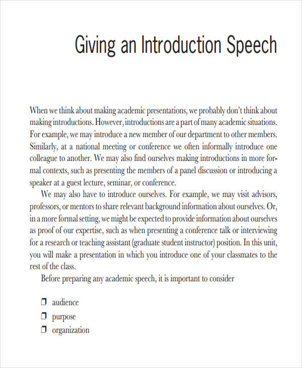 how to write an speech introduction