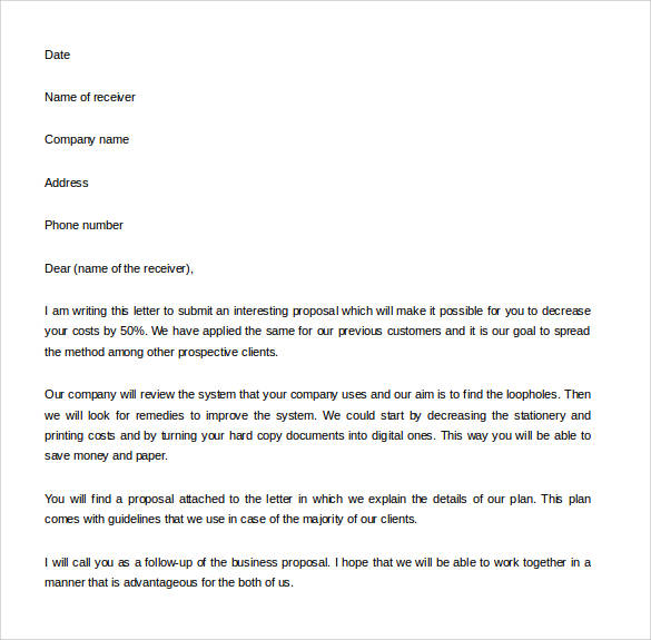 simple business proposal letter
