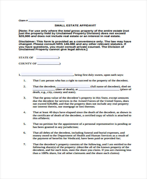 small estate affidavit form2