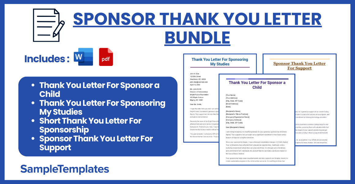 sponsor thank you letter bundle