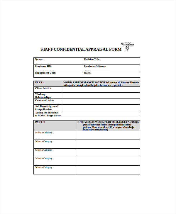 staff confidential appraisal form