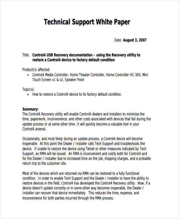 technical support white paper