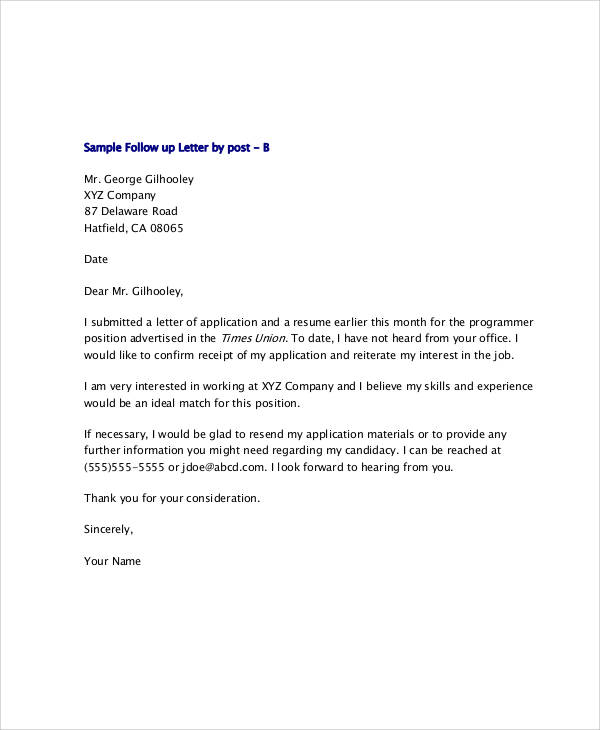 For Your Consideration Letter