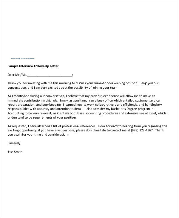 Sample Follow Up Letter After Job Interview from images.sampletemplates.com