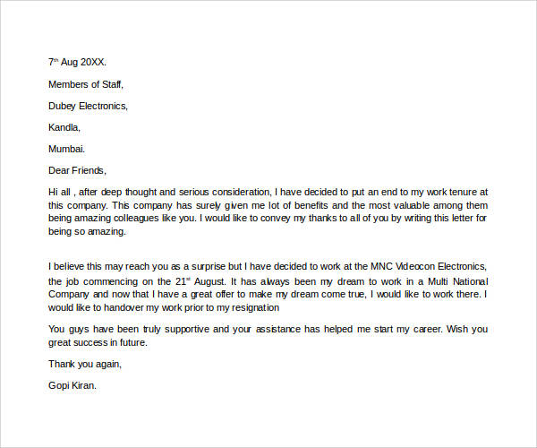 Thanks letter to boss for giving opportunity