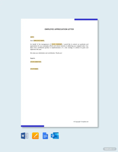 thank you letter for employee appreciation template