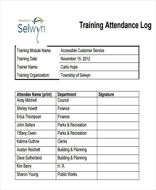 training attendance
