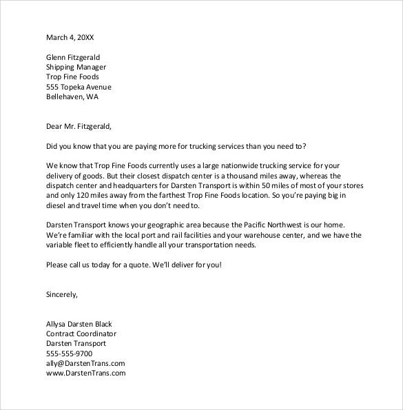 Proposal Letter Sample For Services