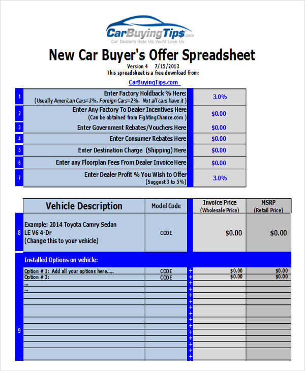 vehicle purchase