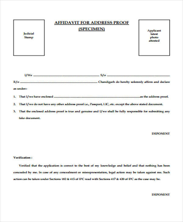 notarized letter proof of address