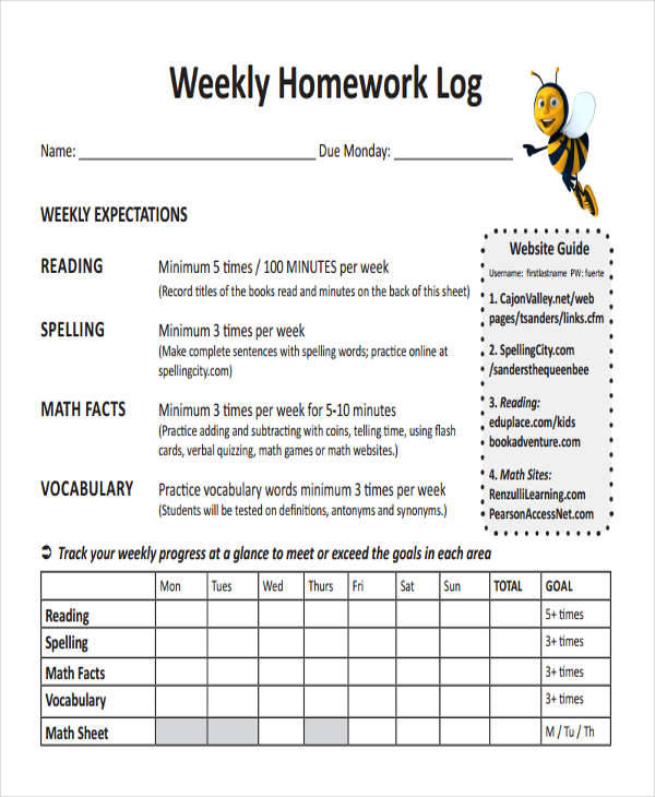 weekly homework