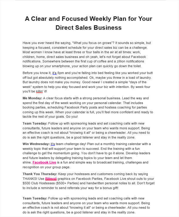 weekly sales work plan2